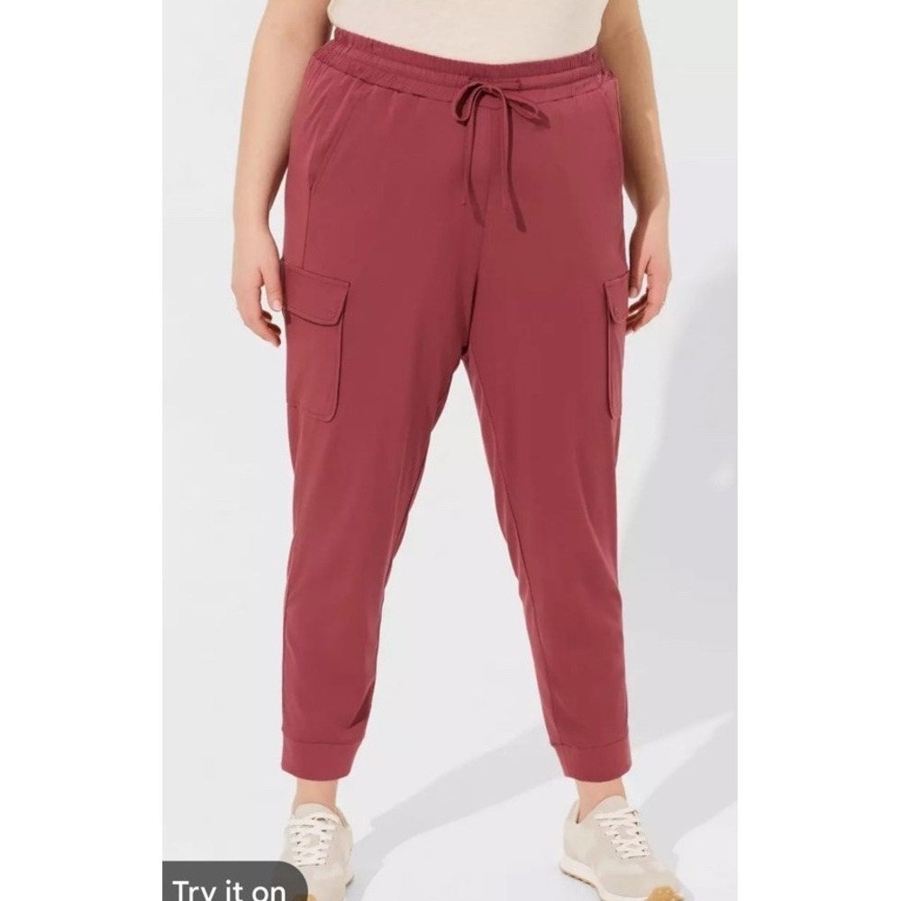 Torrid Relaxed Fit Cargo Jogger Pants Womens 2 Short Dusty Rose Pull On Stretch